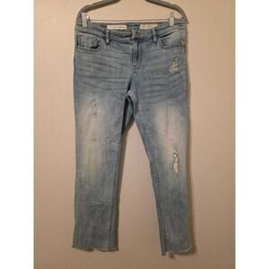 Anthropologie Pilcro Hyphen Jeans Size 29 Petite Distressed Raw Hem Light Wash